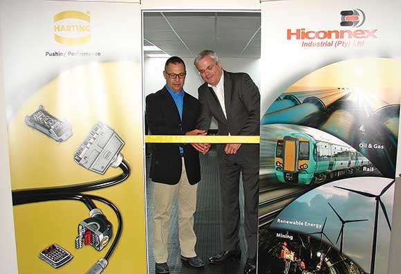 Chris Brand (pictured left), general manager of Hiconnex Industrial, and Bernd Fischer, HARTING Technology Group’s general manager for corporate regional management, cut the ribbon on the new facility.